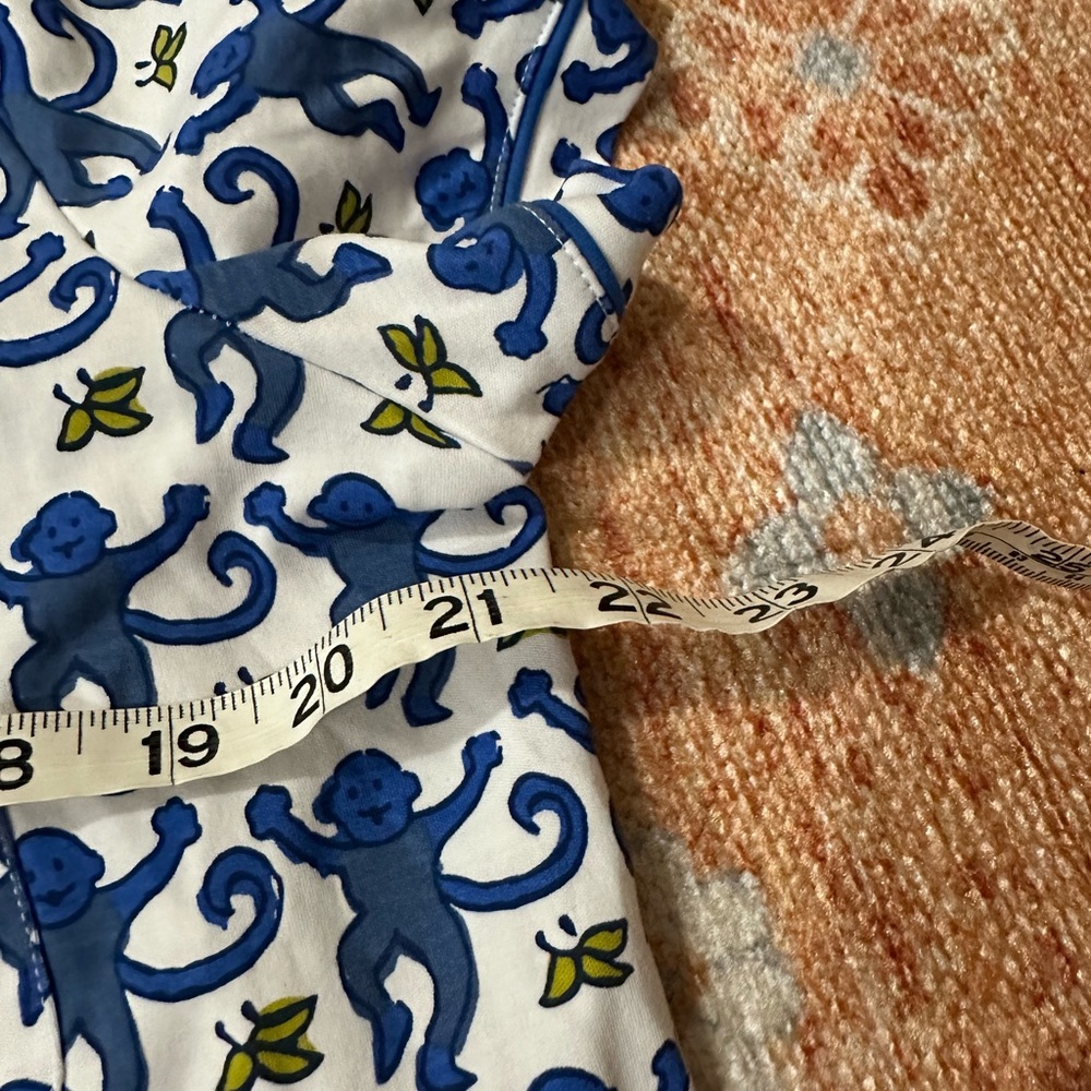 Roller rabbit the originals monkey polo pajama TOP only blue size large NWOT - Picture 7 of 7